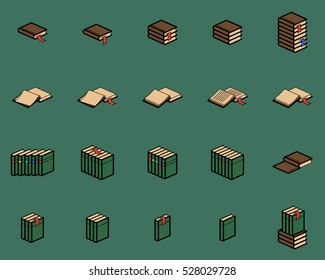 Books set Minimalistic Flat Line Stroke Icon Pictogram Illustration Color
