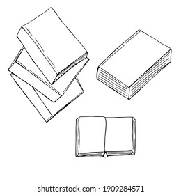 Books set, vector illustration, hand drawing sketch