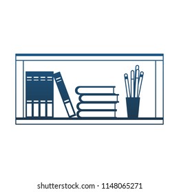 Books in shelf in blue lines