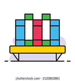 books shelf colour line vector icon