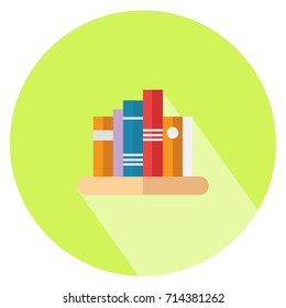 books in shelf icon green background vector