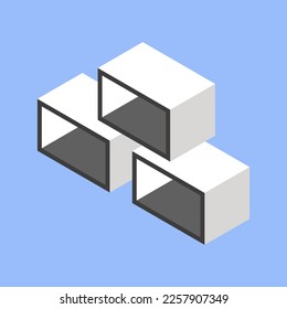 Books shelf isometric set. 3d furniture for home decor. Vector illustration concept