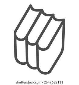 Books for shelf line icon, book reading concept. Vector graphics. Three volumes, three textbooks sign on white background, outline style icon for mobile or web design