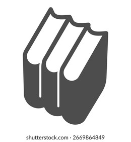 Books for shelf solid icon, book reading concept. Vector graphics. Three volumes, three textbooks sign on white background, glyph style icon for mobile or web design