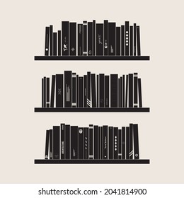 Books and shelves, black and white. Vector illustration, EPS 10