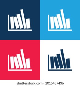 Books Side View blue and red four color minimal icon set