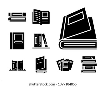 Books Silhouette Style Icon Bundle Design, Education Literature And Read Theme Vector Illustration