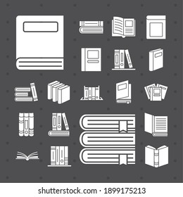 Books Silhouette Style Icon Group Design, Education Literature And Read Theme Vector Illustration