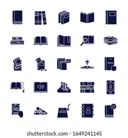 Books silhouette style icon set design, Education literature read library school university information learning and text theme Vector illustration