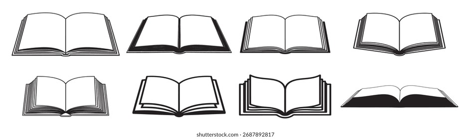 Libros Silueta Vector de fondo blanco