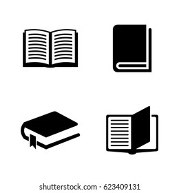 Books. Simple Related Vector Icons Set for Video, Mobile Apps, Web Sites, Print Projects and Your Design. Black Flat Illustration on White Background.