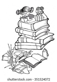 books, sketch