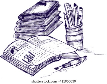 books, sketch