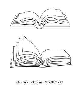 los libros esbozan el vector y la ilustración, blanco y negro, dibujado a mano, estilo de esbozo, aislado en fondo blanco.