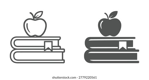 Books Stack with Apple Icon
