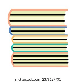 Books stack color element. Textbook for academic studies. Digital illustration for web page, mobile app, promo.