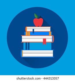 Books Stack Colorful Icon Flat Vector Illustration