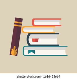 Books in a stack. Colorful books icon, vector