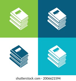 Books Stack For Education Flat four color minimal icon set