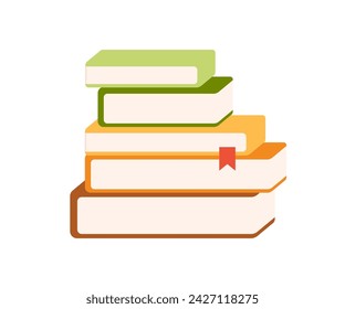 Books stack. Education, study, academic knowledge concept. Abstract textbooks, literature for learning and reading. Dictionaries, encyclopedias. Flat vector illustration isolated on white background