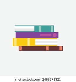 Books stack icon in flat style. Books illustration on white background. design element illustration stack of colorful thick books
