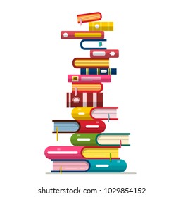 Books Stack Isolated on White Background. Vector.