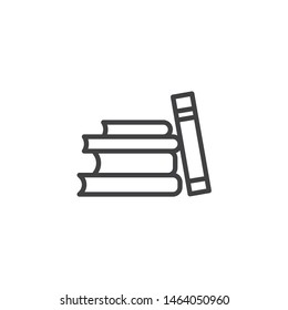 Books Stack Line Icon. Linear Style Sign For Mobile Concept And Web Design. Pile Of Book Outline Vector Icon. Knowledge, Library Symbol, Logo Illustration. Vector Graphics