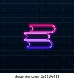 books stack linear icon. neon style.thin line illustration. school books with markers. contour symbol.
