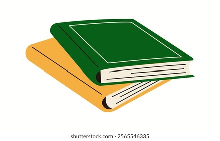 Books stack in literature store flat color vector objects. Learning material in textbooks for students illustration on white background