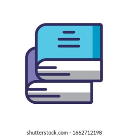 books stack over white background, line and fill style icon, vector illustration