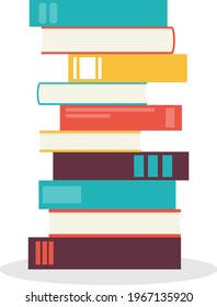 Books, stack of snig isolated on white background. Vector, cartoon illustration. Vector.