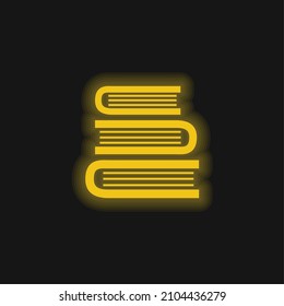 Books Stack From Top View yellow glowing neon icon