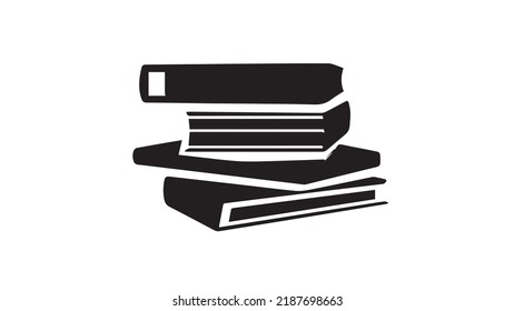 Books stack vector, black and white icon
