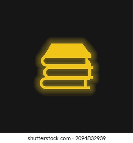 Books Stack yellow glowing neon icon