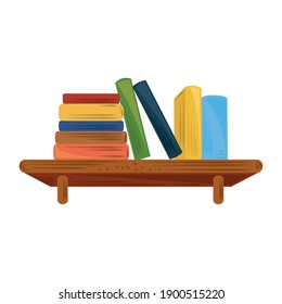 books stacked on the shelf learn academic and education vector illustration