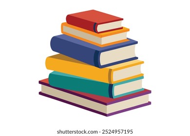 books stacked vector art illustration on a white background.