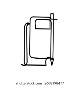 books and stationery ballpoint pens continuous line icon drawing