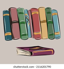 Books and stationery items. Reading, library, notepad and writing materials, planning. Isolated vector objects.
