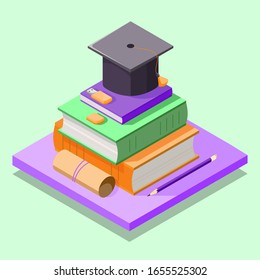 Books step education infographics. Can be used for workflow layout, banner, diagram, number options, step up options, web design. Vector illustration.