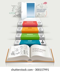 Books step education infographics. Vector illustration. can be used for workflow layout, banner, diagram, number options, step up options, web design.