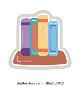 books sticker flat style icon vector illustration design