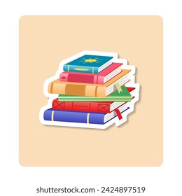 Bücher Aufkleber Illustration. Buch, Stapel, Lesezeichen, Vielfalt. Editierbares Grafikdesign für Vektoren.