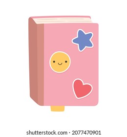 books with stickers icon flat