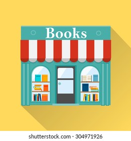 Books store vector icon with long shadow