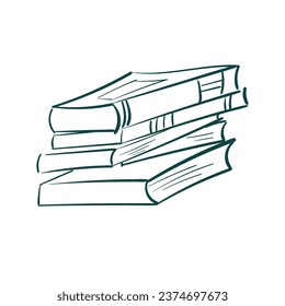 books stuck vector sketch simple doodle hand drawn line illustration isolated abstract sign symbol clip art