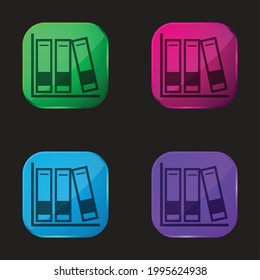Books For Study four color glass button icon