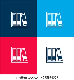 Books for study four color material and minimal icon logo set in red and blue