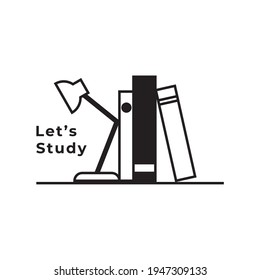books and study lamp logo vector