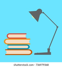 books and table lamp icon