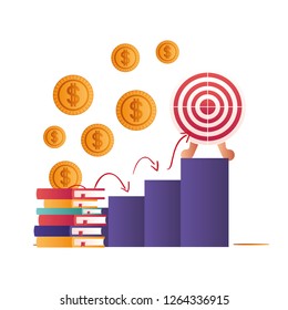 books with target shooting isolated icon
